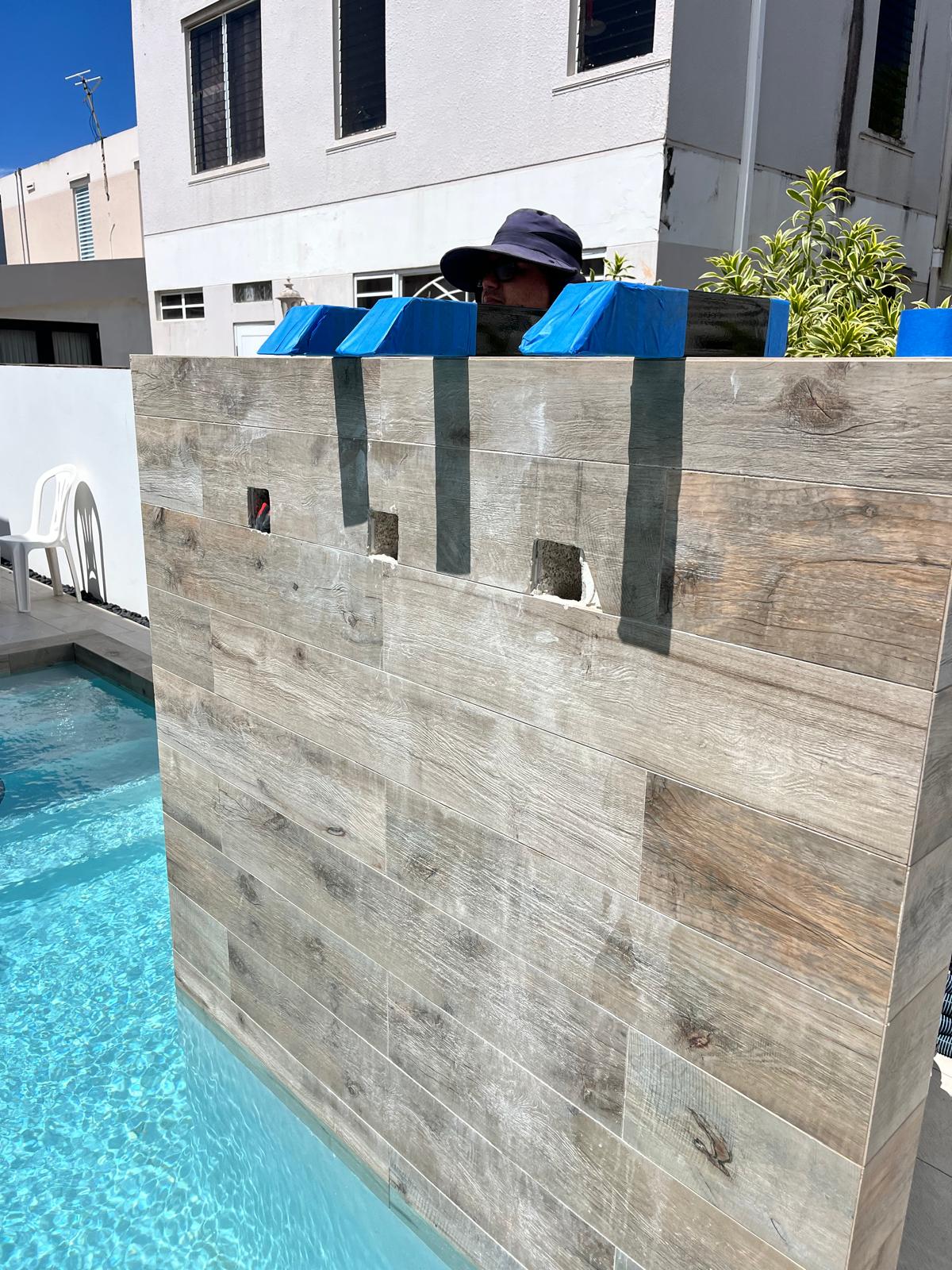 Water feature wall prep